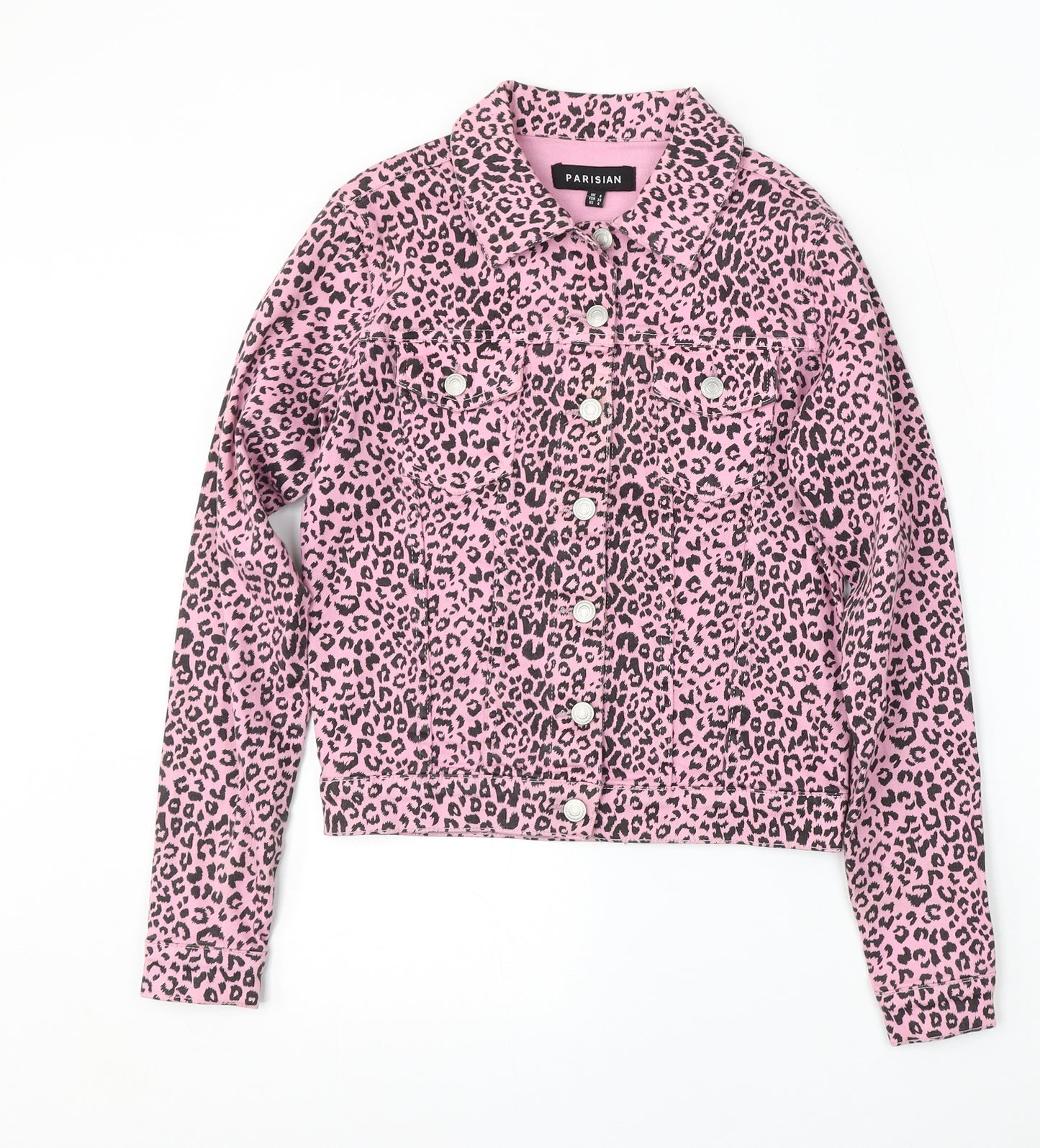 Parisian Womens Pink Animal Print  Jacket  Size 8  Button