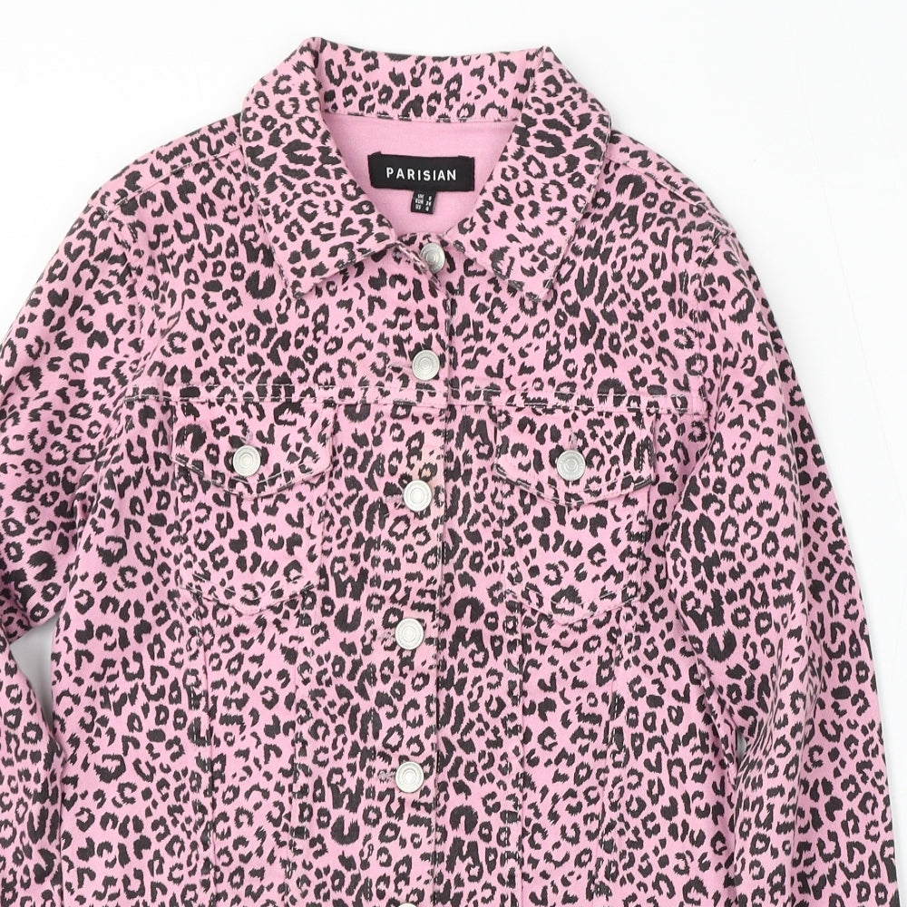 Parisian Womens Pink Animal Print  Jacket  Size 8  Button