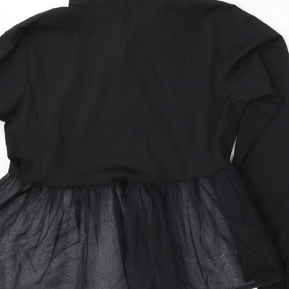 I SAW IT FIRST Womens Black  Polyester Basic Blouse Size 10 Collared