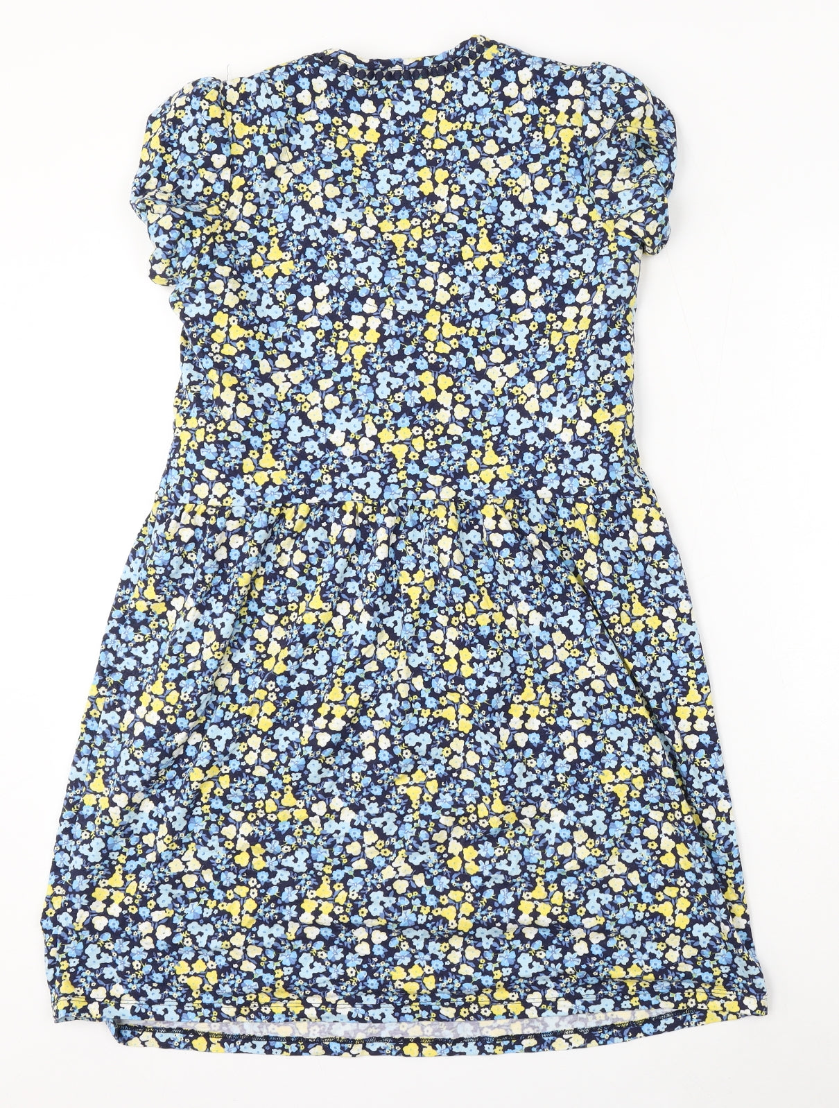 F&F Womens Blue Floral Viscose Sheath  Size 6  V-Neck