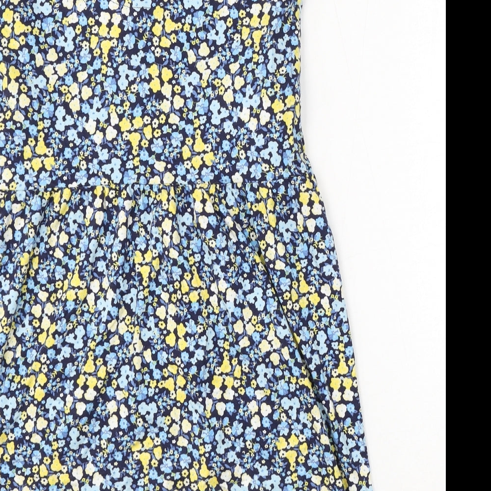 F&F Womens Blue Floral Viscose Sheath  Size 6  V-Neck