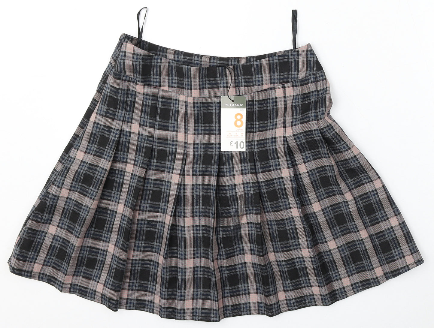 Primark Womens Multicoloured Plaid Polyester Skater Skirt Size 8