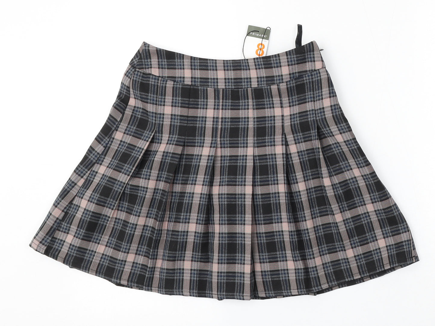 Primark Womens Multicoloured Plaid Polyester Skater Skirt Size 8