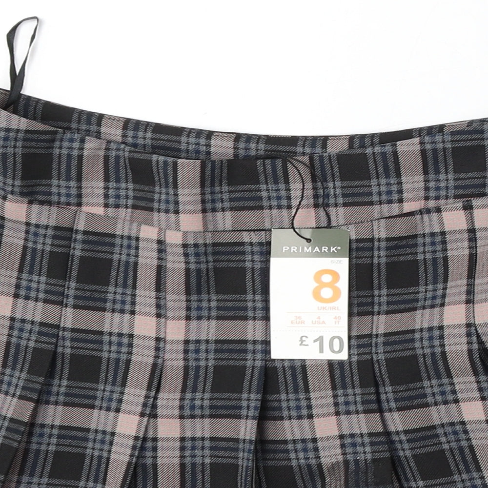 Primark Womens Multicoloured Plaid Polyester Skater Skirt Size 8
