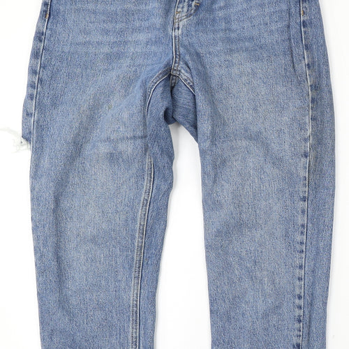Topshop Womens Blue  Cotton Straight Jeans Size 28 L30 in Regular Button