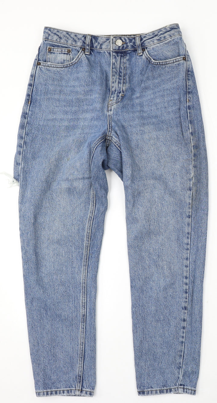 Topshop Womens Blue Cotton Straight Jeans Size 28 L30 in Regular Button