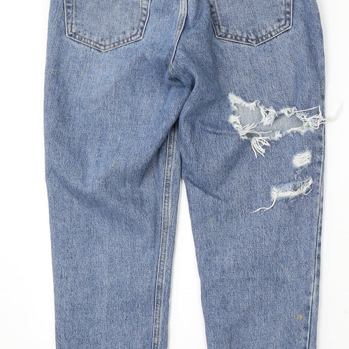 Topshop Womens Blue  Cotton Straight Jeans Size 28 L30 in Regular Button