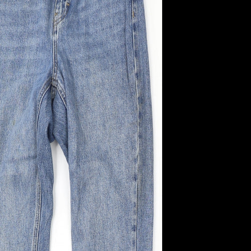 Topshop Womens Blue  Cotton Straight Jeans Size 28 L30 in Regular Button