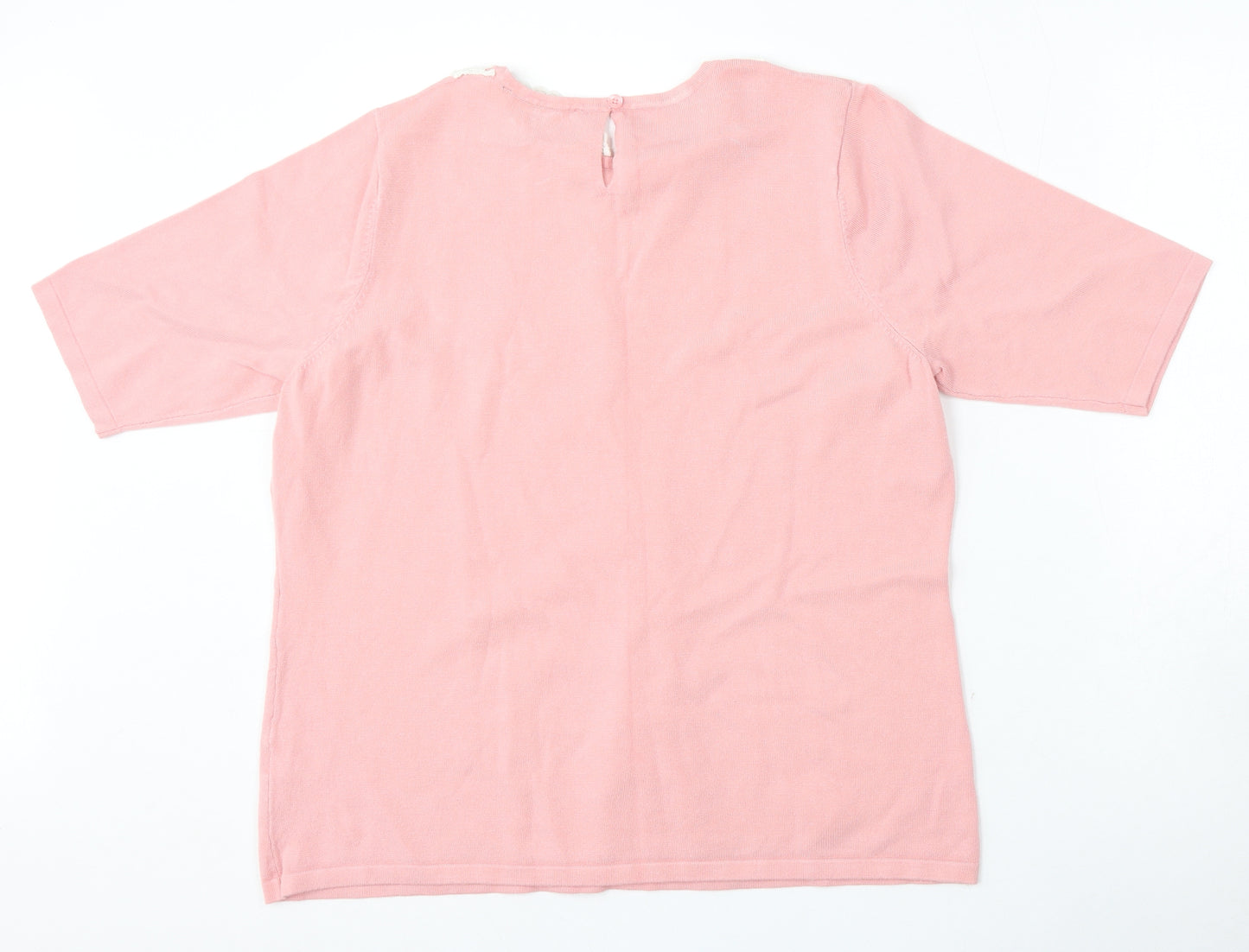 Bonmarché Womens Pink Round Neck Striped Viscose Pullover Jumper Size 20