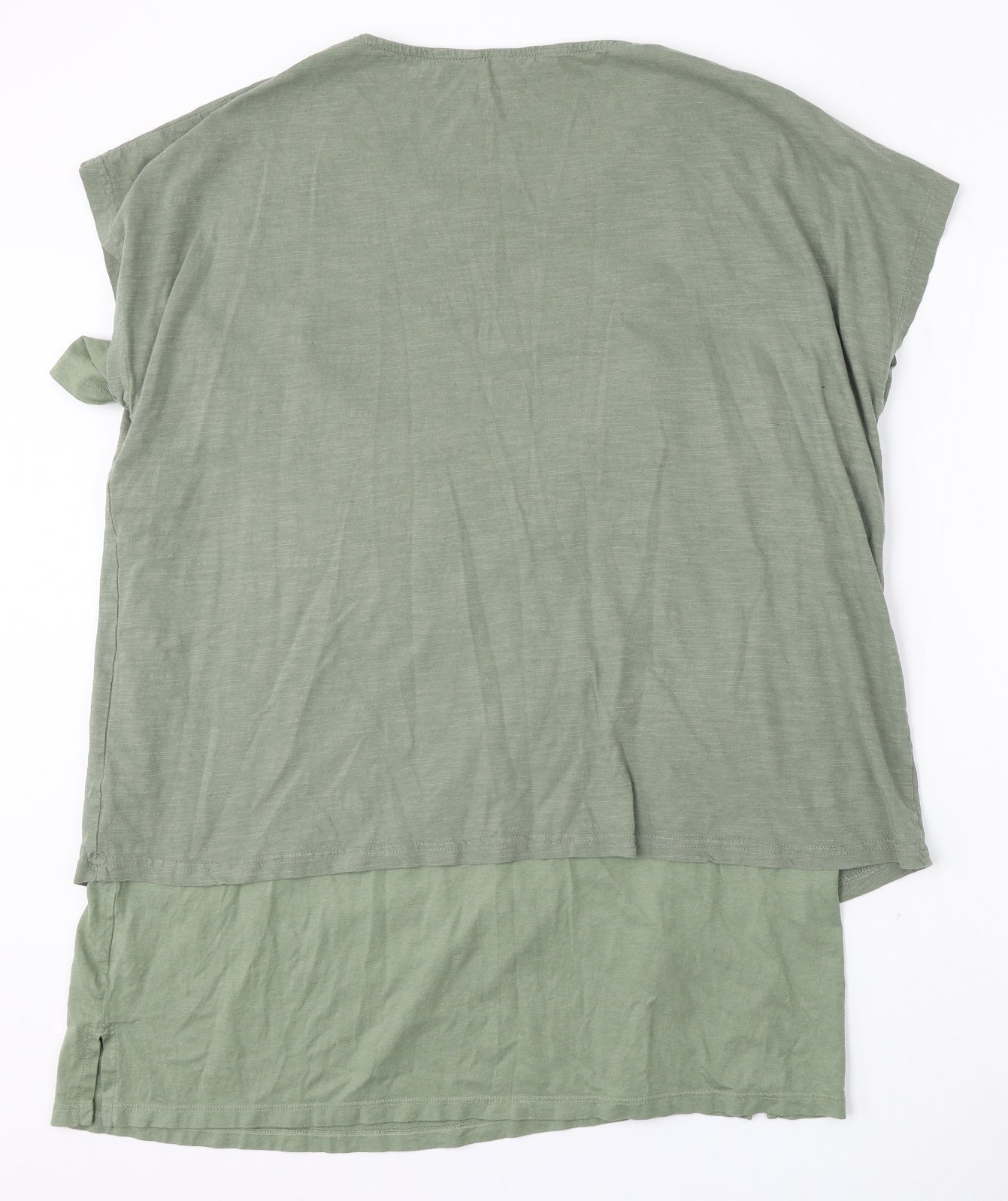 Bonmarché Womens Green Geometric Cotton Basic T-Shirt Size 22 Round Neck