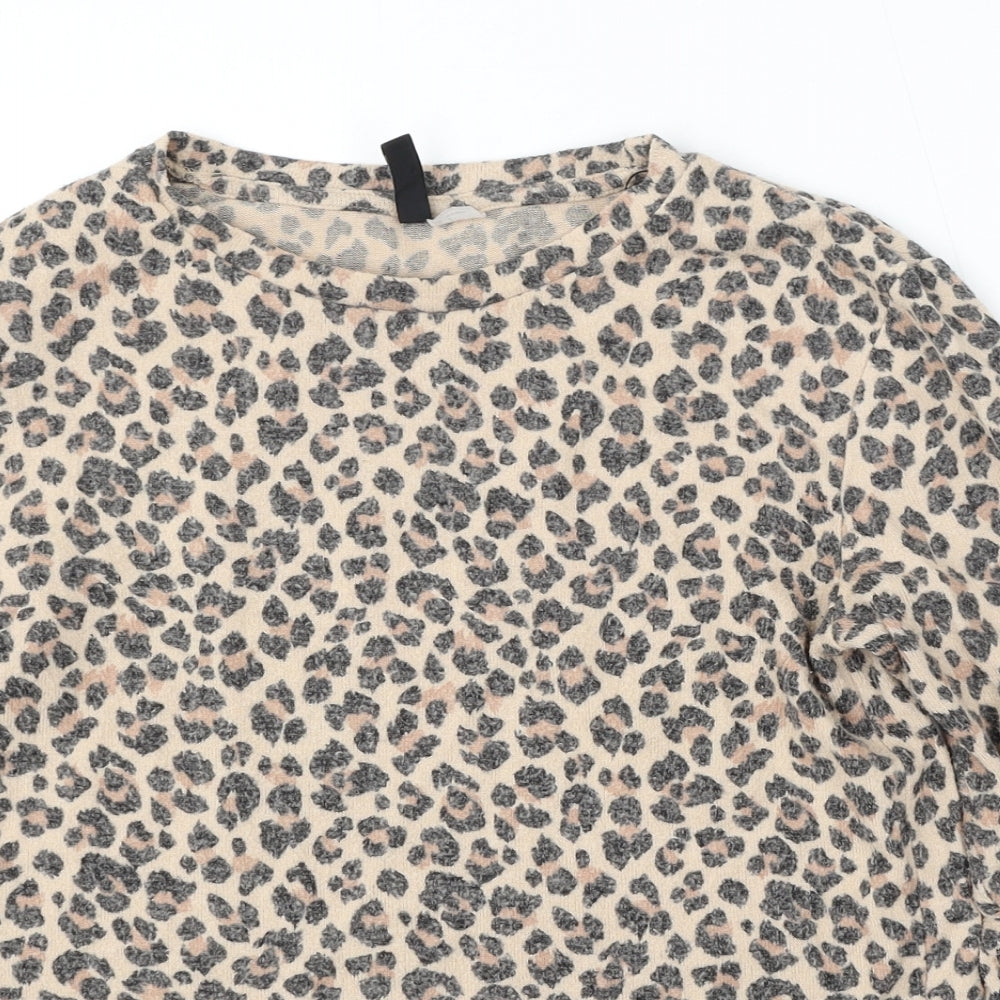 Divided by H&M Womens Multicoloured Round Neck Animal Print Viscose Pullover Jumper Size S
