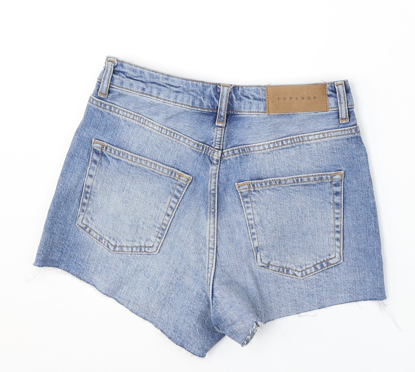 Topshop Womens Blue  Cotton Mom Shorts Size 8 L4 in Regular
