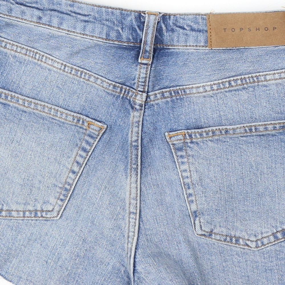 Topshop Womens Blue  Cotton Mom Shorts Size 8 L4 in Regular