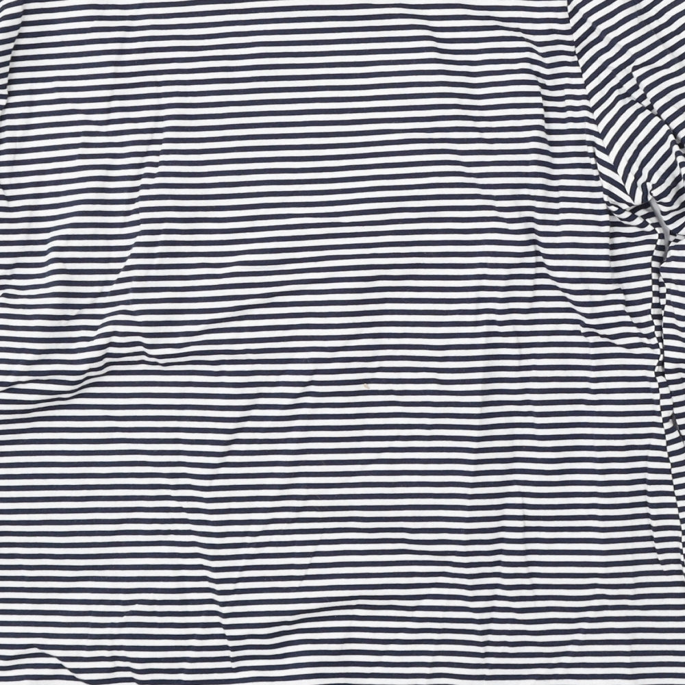 Joules Womens Blue Striped Cotton Basic T-Shirt Size 12 Round Neck
