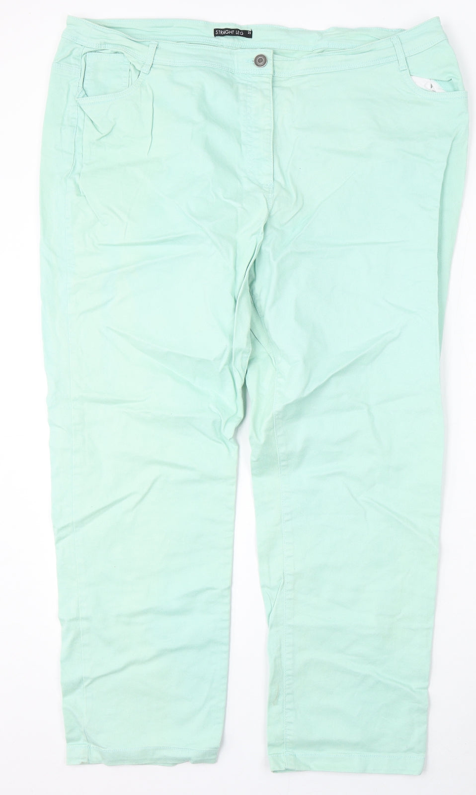 Preworn Womens Green  Cotton Trousers  Size 22 L30 in Regular