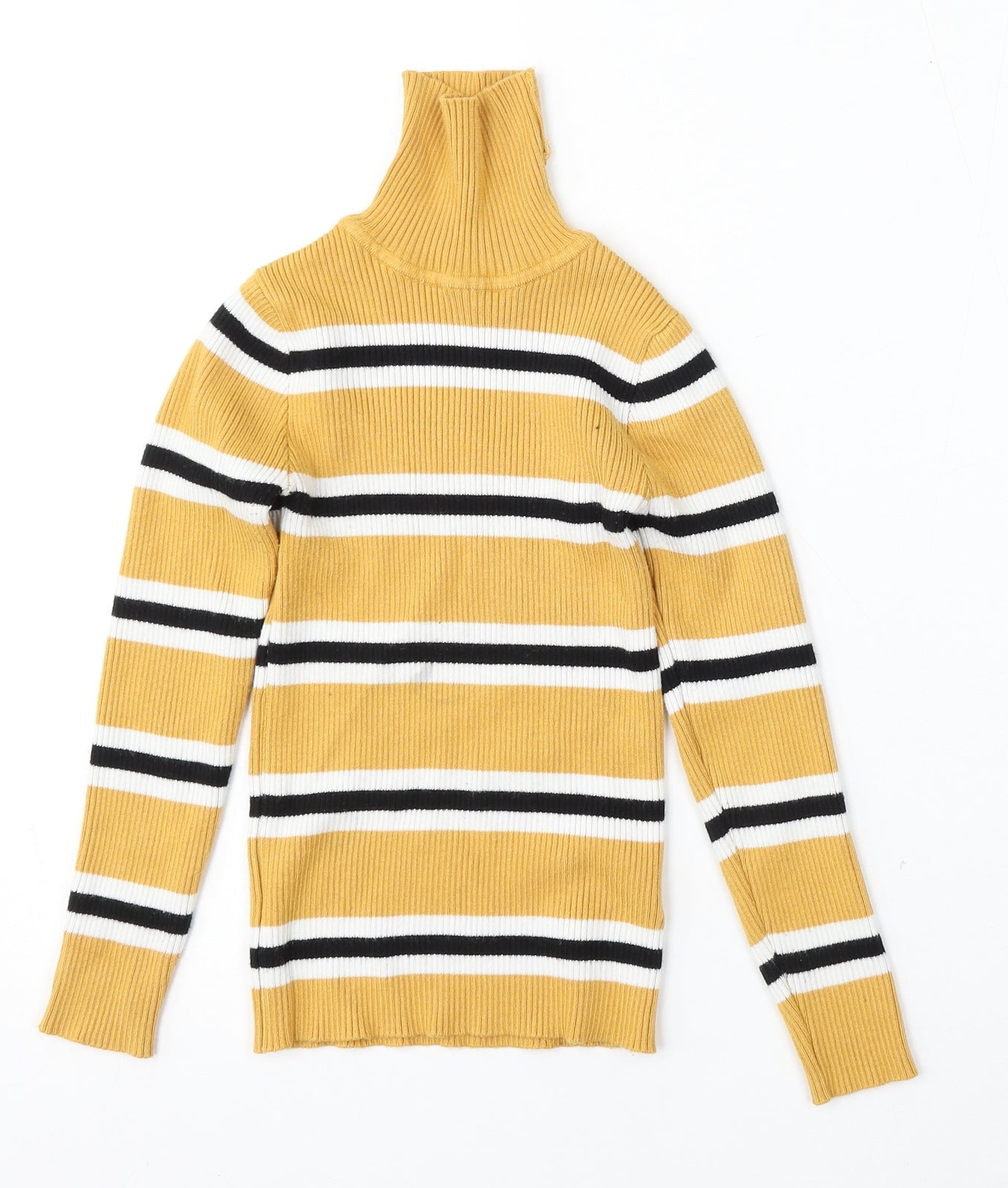 Primark Girls Multicoloured High Neck Striped Viscose Pullover Jumper Size 8-9 Years