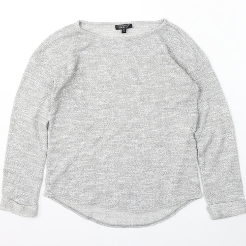 Topshop Womens Grey Round Neck  Polyester Pullover Jumper Size 8