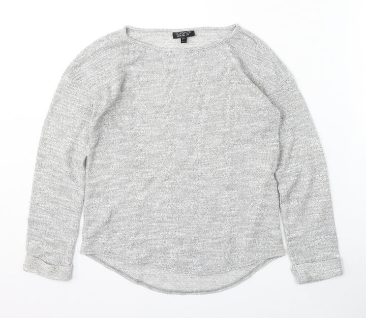 Topshop Womens Grey Round Neck Polyester Pullover Jumper Size 8