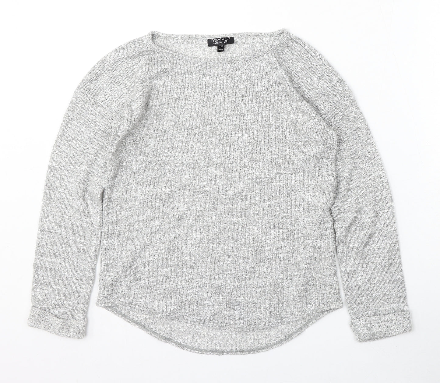 Topshop Womens Grey Round Neck  Polyester Pullover Jumper Size 8