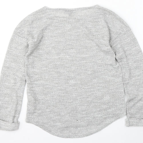 Topshop Womens Grey Round Neck  Polyester Pullover Jumper Size 8