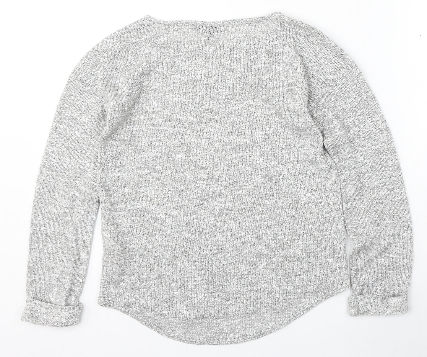 Topshop Womens Grey Round Neck  Polyester Pullover Jumper Size 8