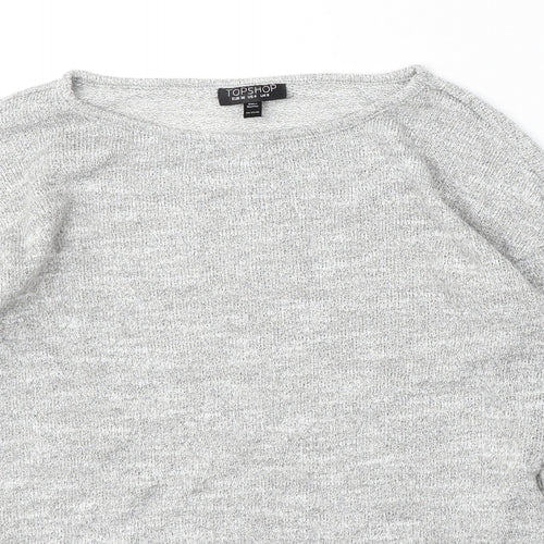 Topshop Womens Grey Round Neck  Polyester Pullover Jumper Size 8