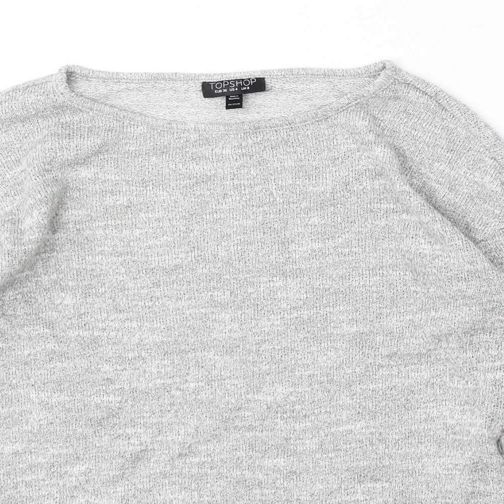 Topshop Womens Grey Round Neck  Polyester Pullover Jumper Size 8