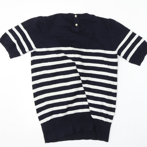 Dorothy Perkins Womens Blue Round Neck Striped Cotton Pullover Jumper Size 12