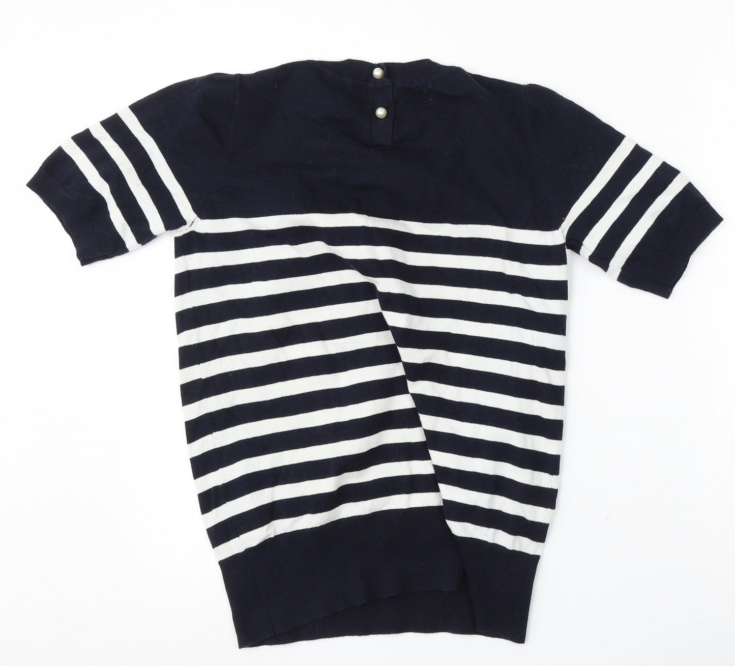 Dorothy Perkins Womens Blue Round Neck Striped Cotton Pullover Jumper Size 12