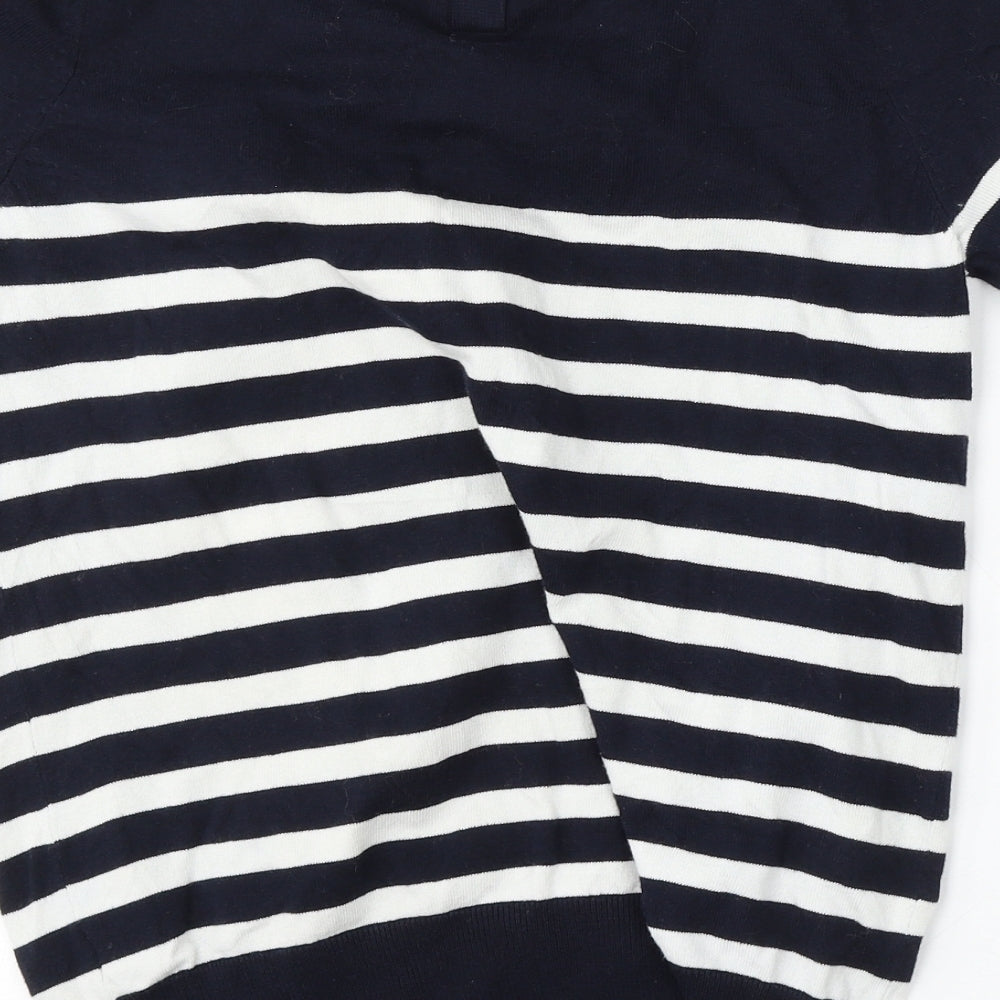 Dorothy Perkins Womens Blue Round Neck Striped Cotton Pullover Jumper Size 12