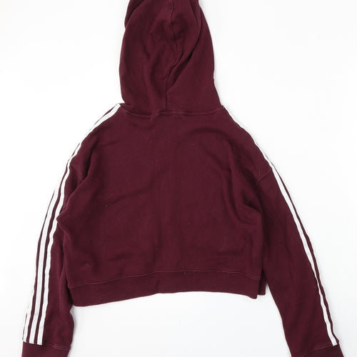 adidas Womens Red  Cotton Pullover Hoodie Size 8