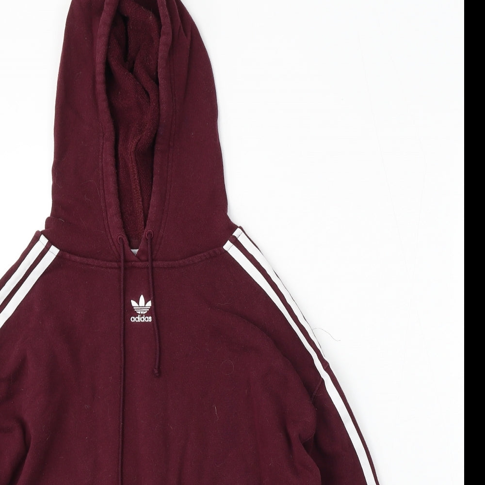 adidas Womens Red  Cotton Pullover Hoodie Size 8