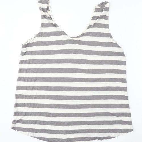 New Look Womens Multicoloured Striped Polyester Basic Tank Size 22 Round Neck