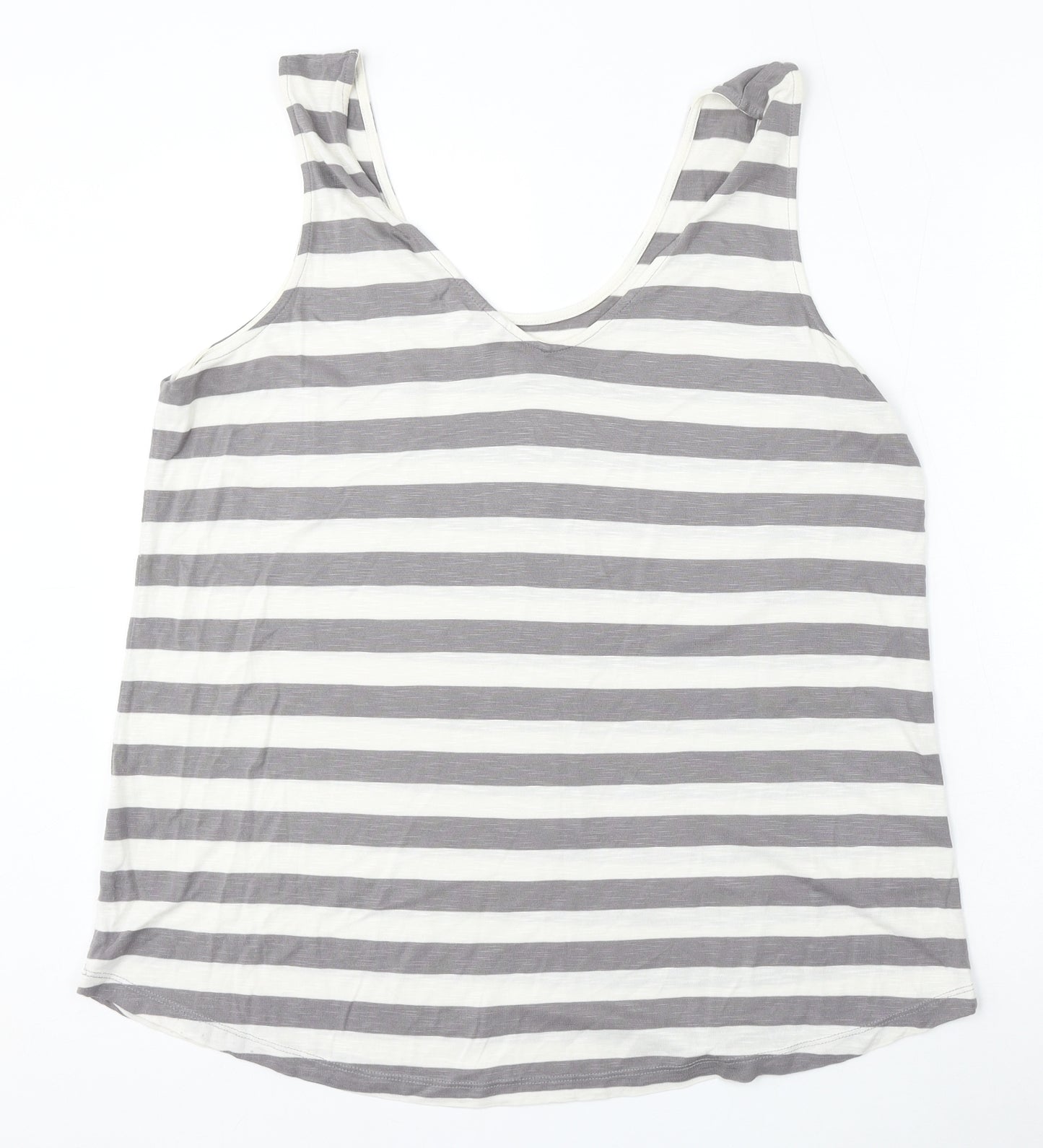 New Look Womens Multicoloured Striped Polyester Basic Tank Size 22 Round Neck