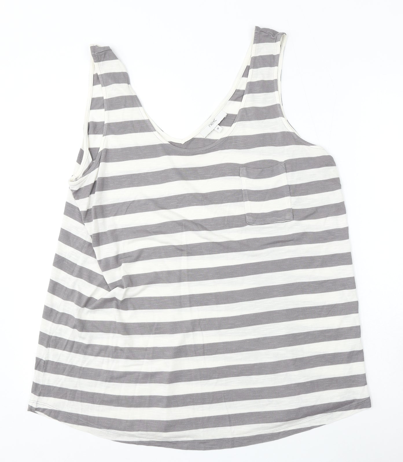 New Look Womens Multicoloured Striped Polyester Basic Tank Size 22 Round Neck