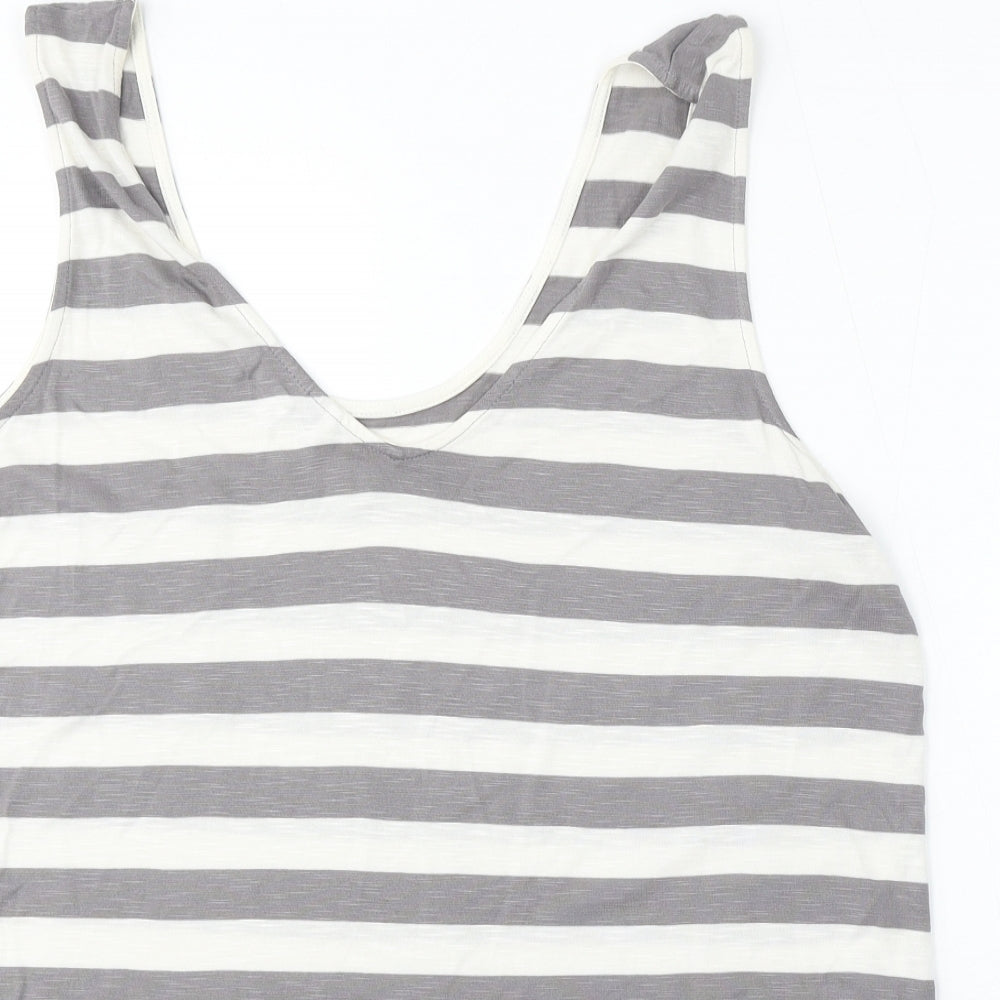 New Look Womens Multicoloured Striped Polyester Basic Tank Size 22 Round Neck