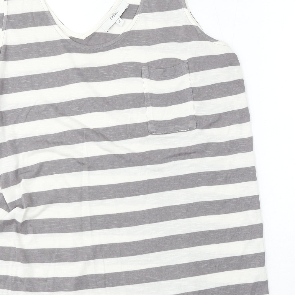New Look Womens Multicoloured Striped Polyester Basic Tank Size 22 Round Neck