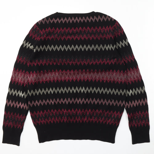 Papaya Womens Multicoloured Round Neck Striped Polyamide Pullover Jumper Size 14