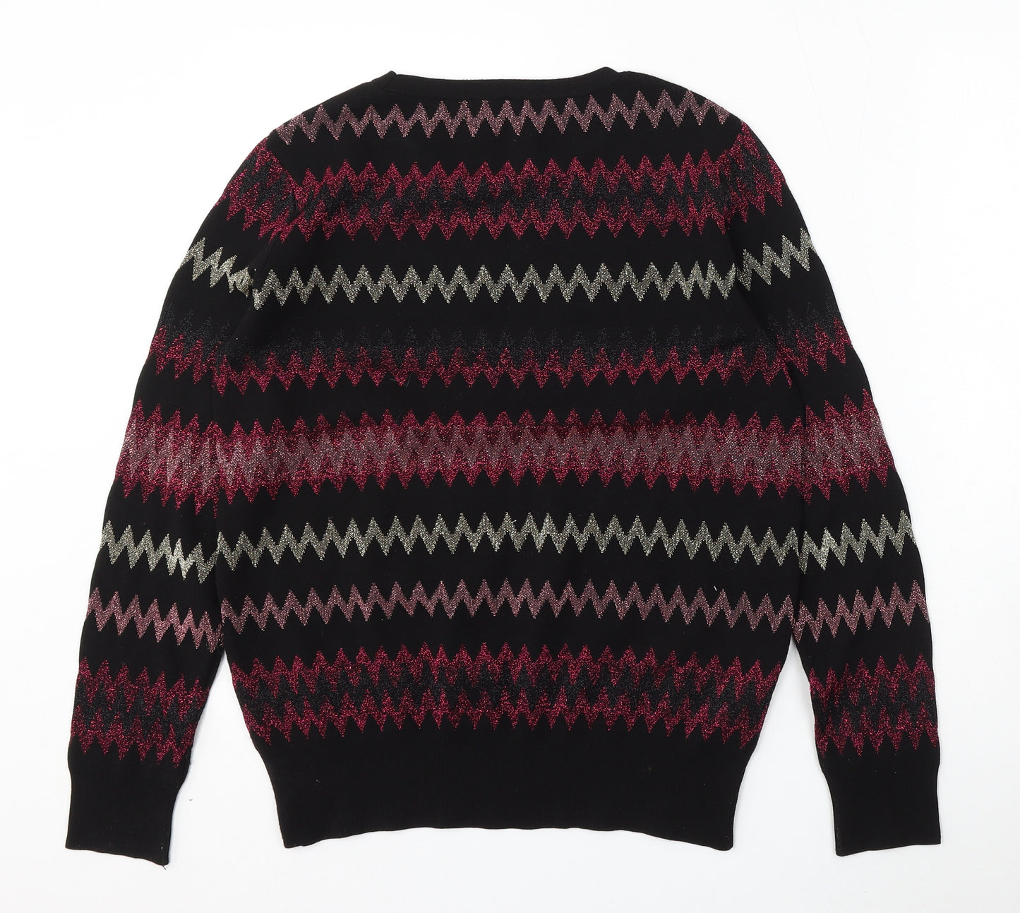 Papaya Womens Multicoloured Round Neck Striped Polyamide Pullover Jumper Size 14