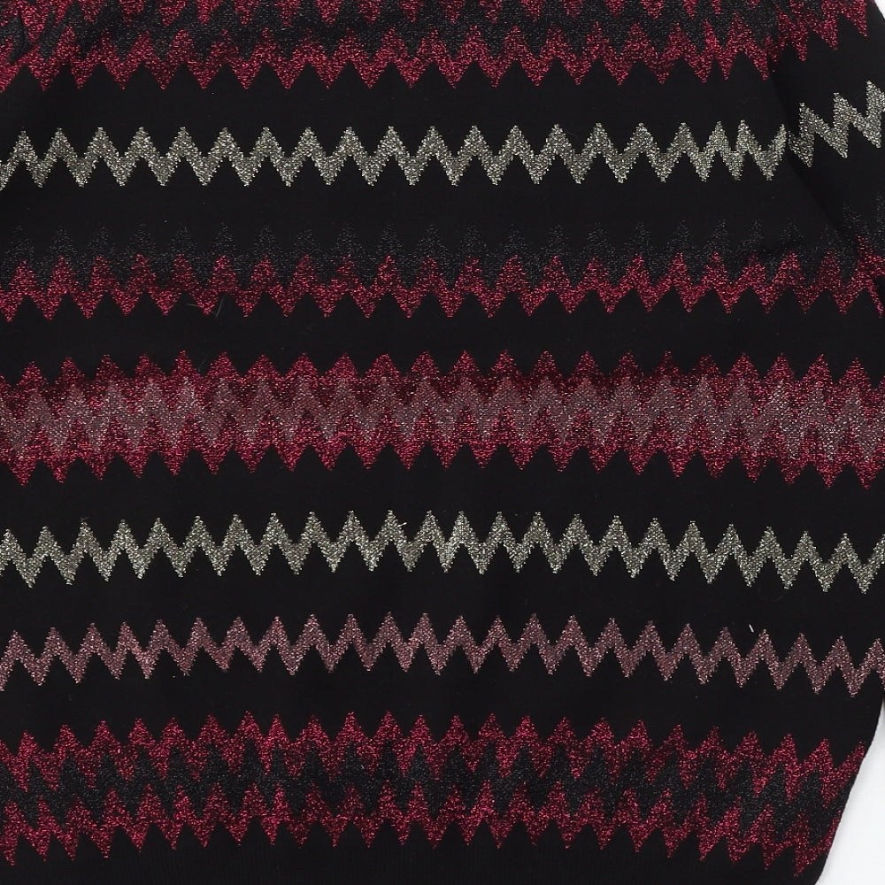 Papaya Womens Multicoloured Round Neck Striped Polyamide Pullover Jumper Size 14