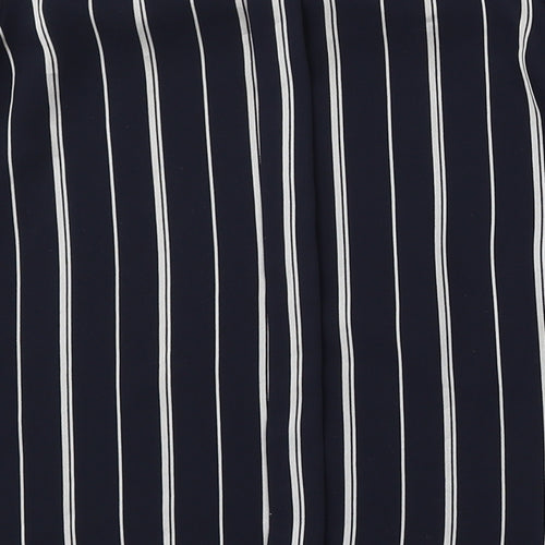River Island Womens Blue Striped Polyester Basic Blouse Size 8 Round Neck
