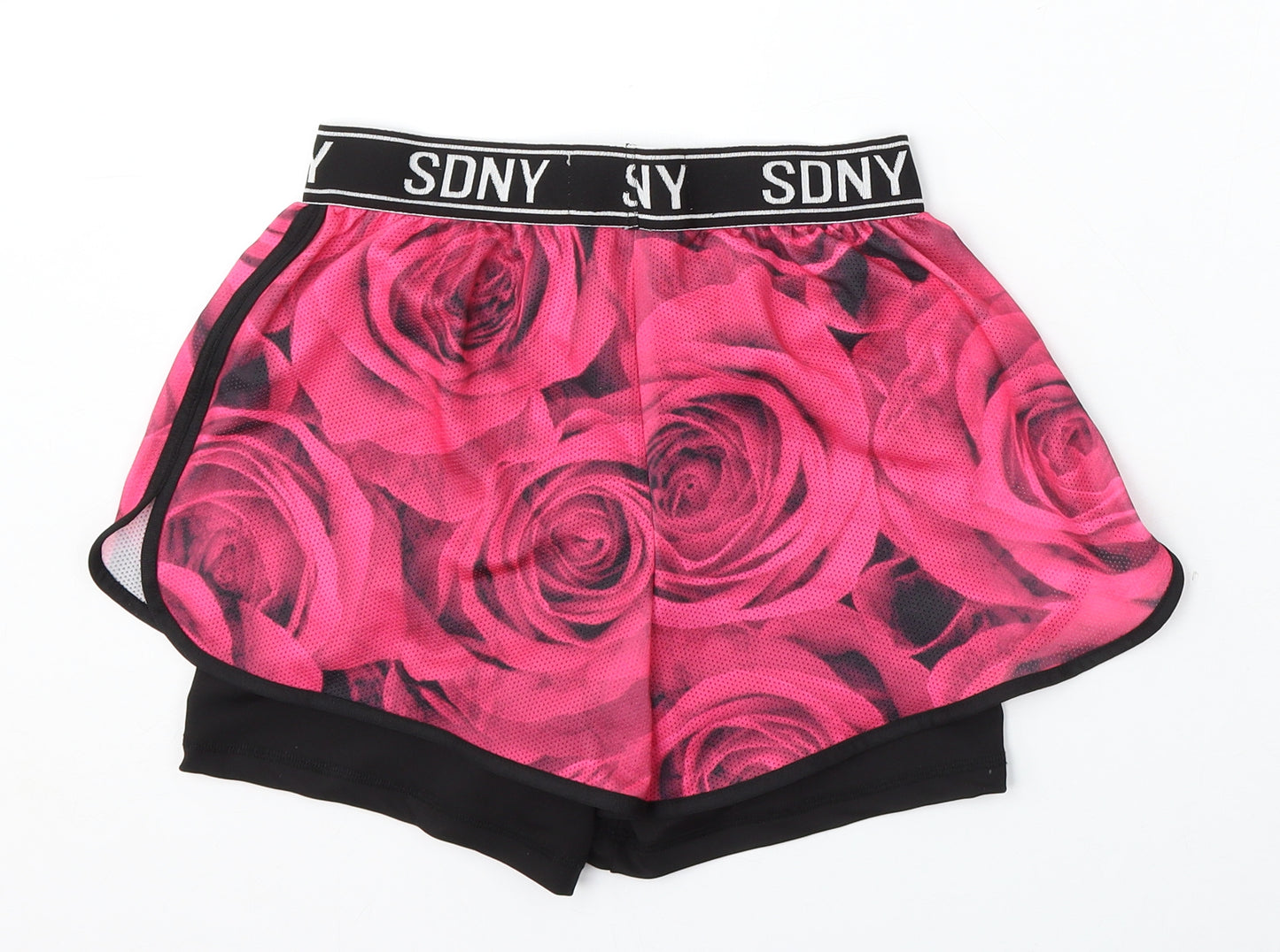 Supply & Demand Co. Womens Pink Floral Polyester Sweat Shorts Size 8 L3 in Regular