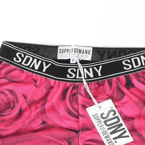 Supply & Demand Co. Womens Pink Floral Polyester Sweat Shorts Size 8 L3 in Regular