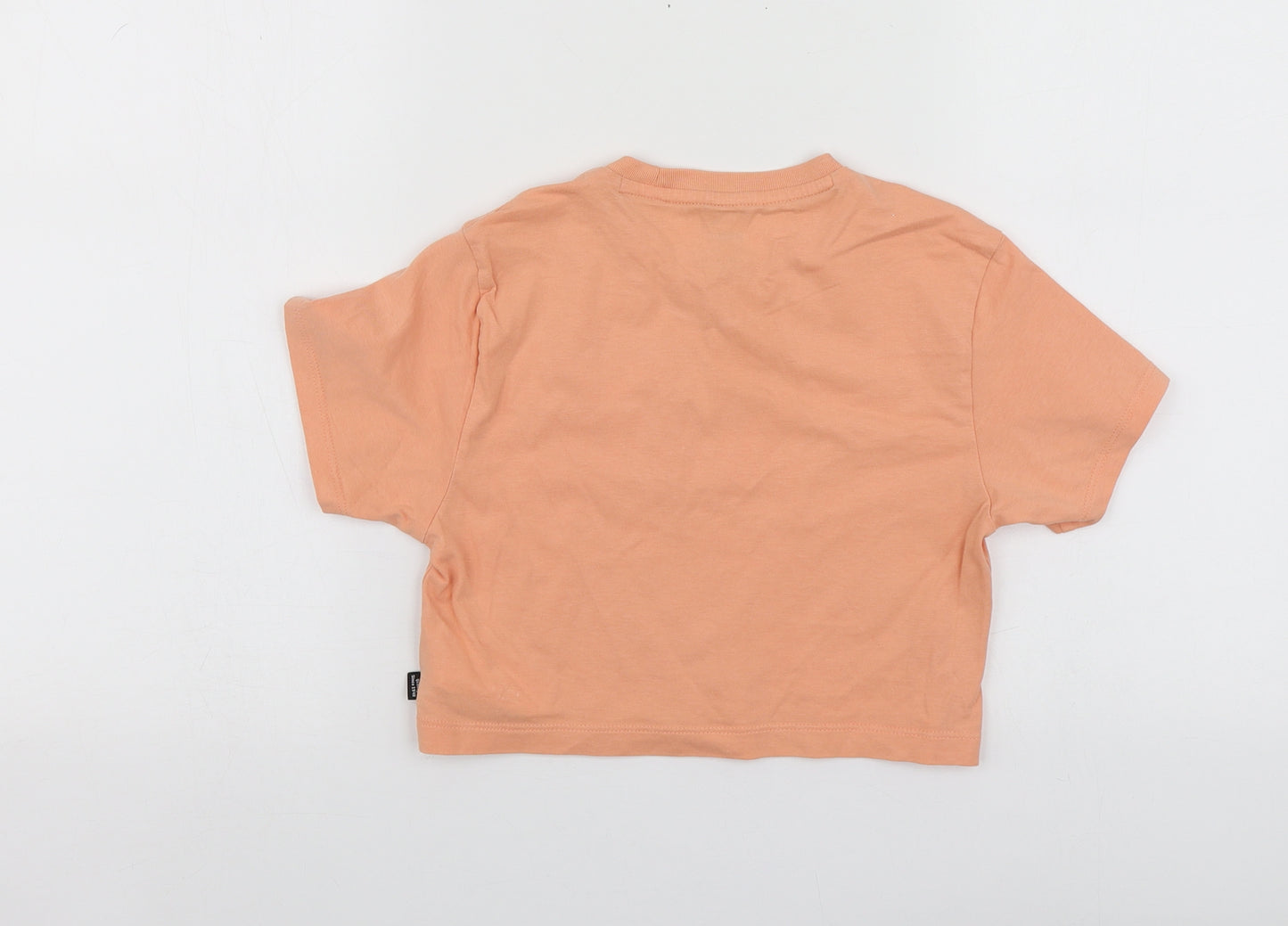 PUMA Girls Orange Geometric Cotton Basic T-Shirt Size 5-6 Years Round Neck