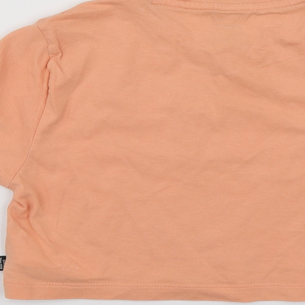 PUMA Girls Orange Geometric Cotton Basic T-Shirt Size 5-6 Years Round Neck