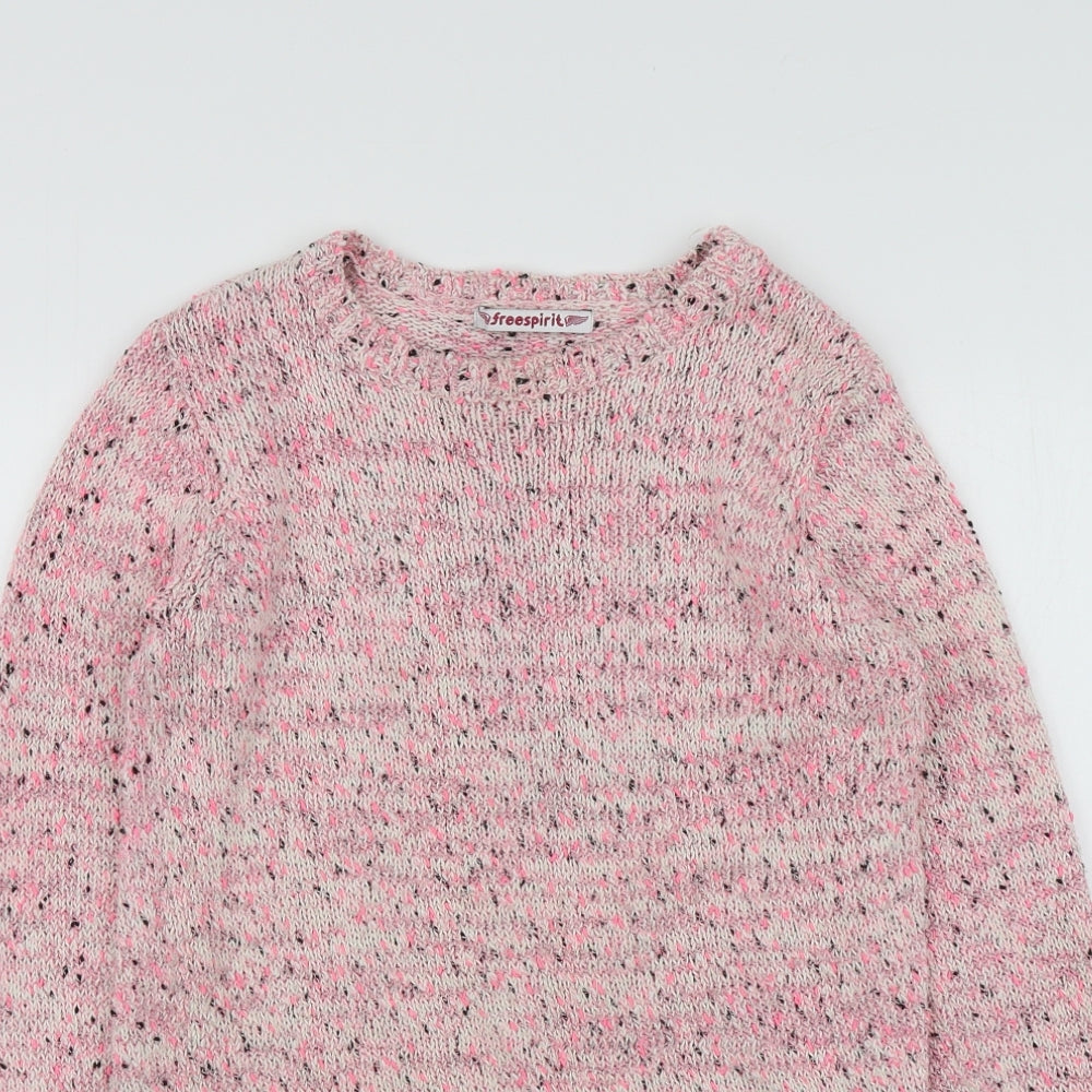 Freesprit Girls Pink Round Neck  Cotton Pullover Jumper Size 15-16 Years