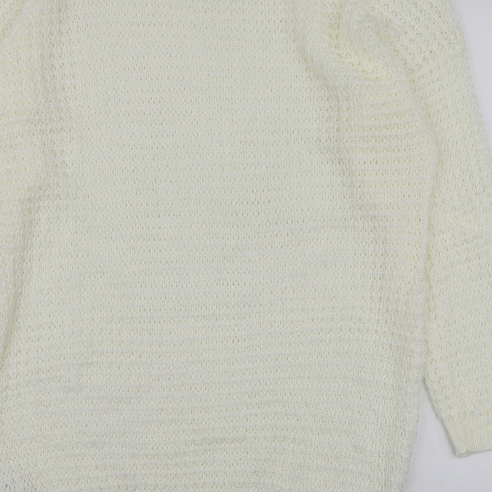 Boohoo Womens Ivory Round Neck  Acrylic Henley Jumper Size S