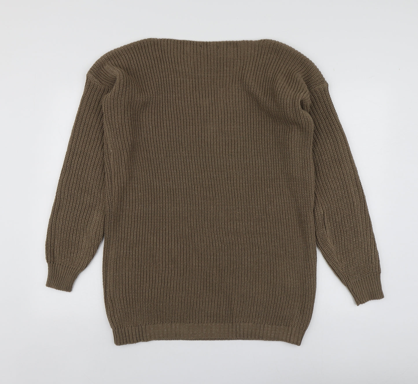 Boohoo Womens Brown Round Neck  Acrylic Pullover Jumper Size M