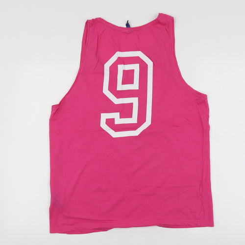 H&M Womens Pink Geometric Cotton Basic Polo Size M Round Neck