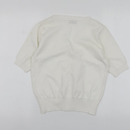 Luc-ce Womens White V-Neck  Viscose Cardigan Jumper Size M